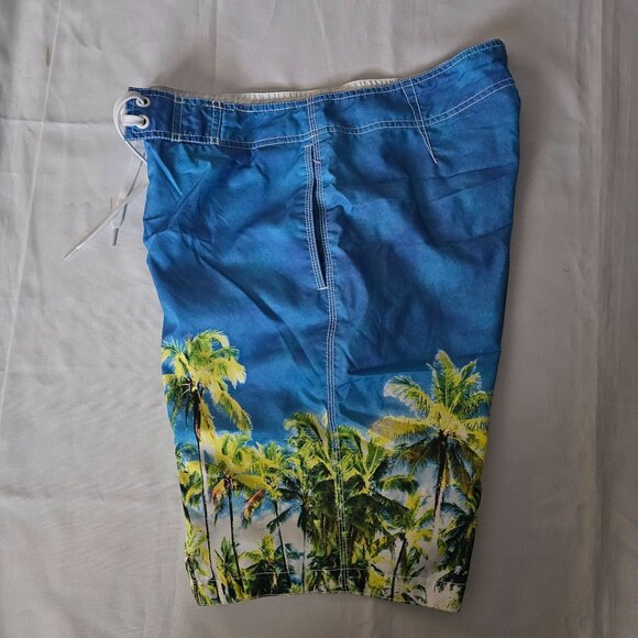 Old Navy Men's Blue/Green Tropical Print Swim Board Shorts Size Medium - Picture 6 of 14